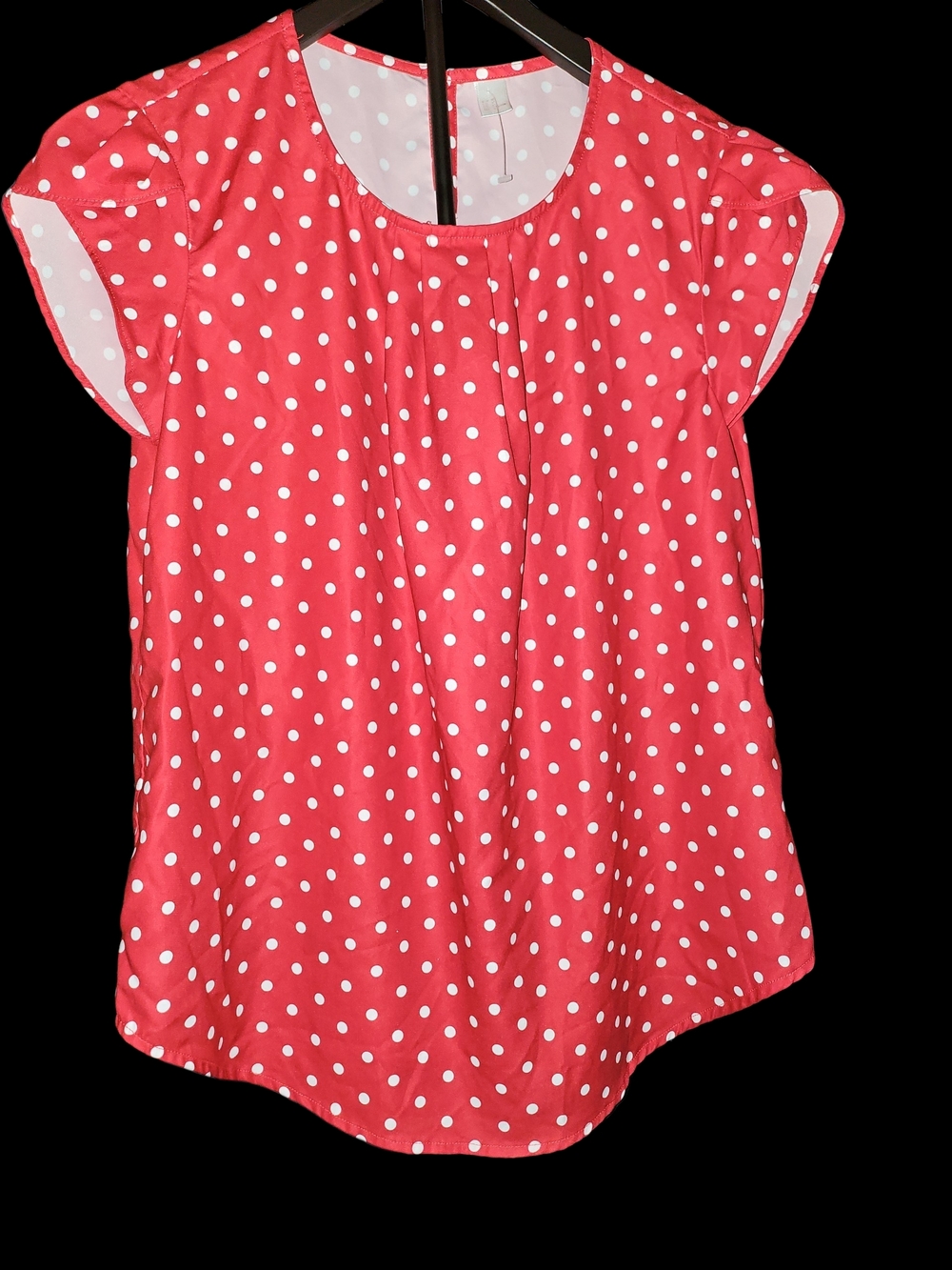 Women's Red Polka Dot Cap-Sleeve Top